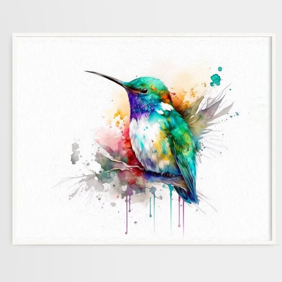 20x30 Hummingbird Cute Chubby Watercolor Oil Painting Art Poster Print - Picture 3 of 6